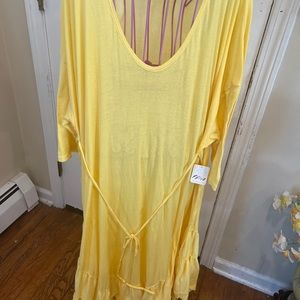 FREE PEOPLE BEACH Sunseeker Maxi Dress Yellow Oversized Cover Up LARGE L NWT